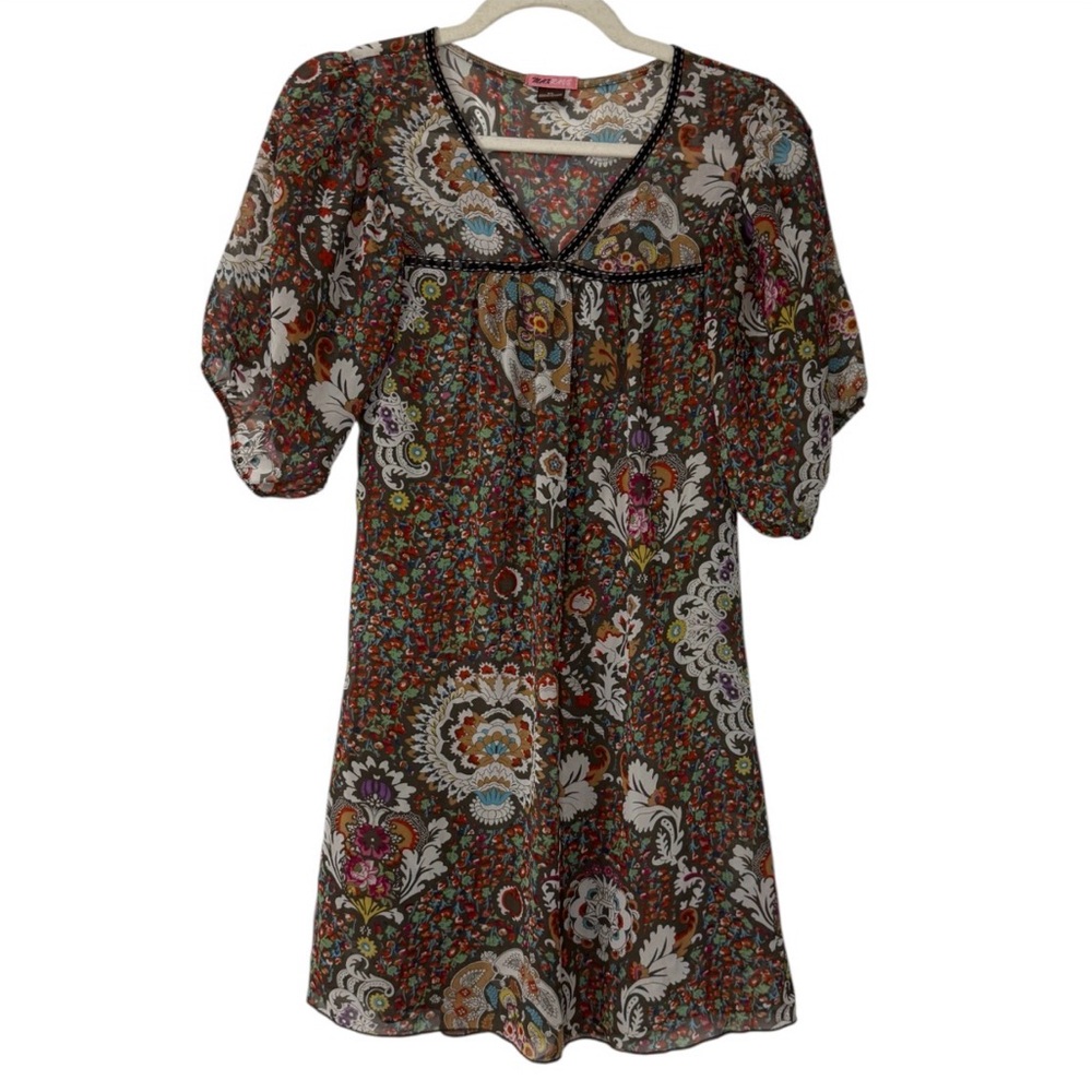 Max Rave Babydoll Mini Dress Size XS Multicolor Excellent Paisley Floral Boho